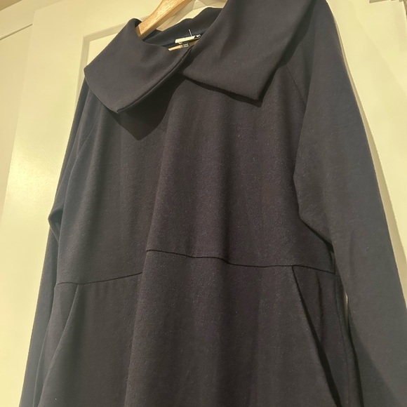 Cabi Round Up Blue Cobalt Wide Collar Pullover Mini Sweater Dress Style 4390 L - Picture 7 of 8